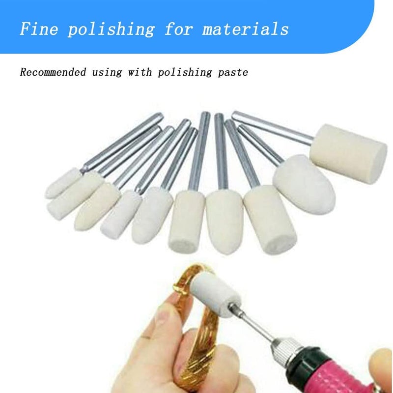 Luo ke 100 Pcs Compressed Wool Felt Polishing Head Tool Buffing Wheel for Dremel Rotary Tool with 1/8"" Mandrel - Image 4